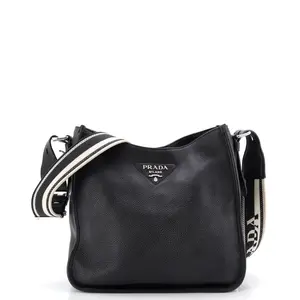 Pre-owned PRADA Leather Shoulder Bags Logo Strap Hobo Medium by Rebag