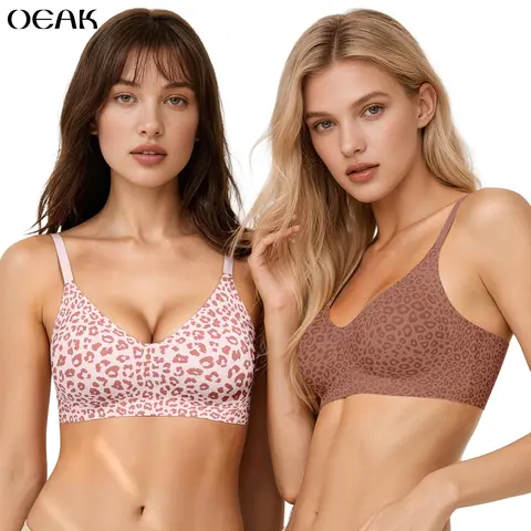 OEAK Womens Seamless Jelly Bra No Underwire Comfort Push Up Bras Buttery Soft Wireless Full Coverage Sport Everyday Bra