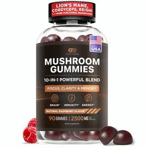 Effective Nutra Mushroom Gummies - 10 Mushroom Blend with Lions Mane Reishi Chaga Cordyceps & More - 90 Count - 2500mg - Vegan Gluten-Free - Natural Raspberry Flavor - Made in USA