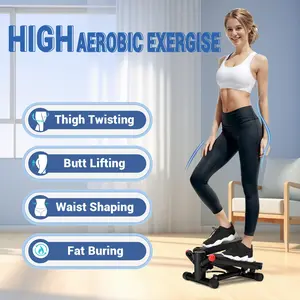 Stair Stepper with Resistance Upgraded Stair Stepper Machine with 10DB Super Quiet, Air-Powered Mini Stepper with Resistance,Air-Powered Twist Stepper for Full Body Workout weight plate