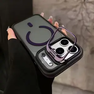 Two-Tone Magnetic Phone Case with Flip Cover And Camera Stand - Compatible with for iphone 17/16/15 /14/13/12 /11 |     Transparent Shockproof Frame, Supports Wireless Charging, Scratch-Resistant Dual Protecti