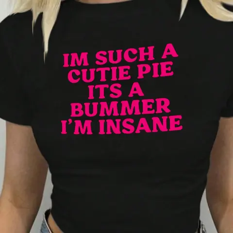 Women's Letter Print Short Sleeve Crew Neck Crop Tee, Casual Trendy Tee, Casual Cute Streetwear Style Round Neck Cropped T-shirt for Daily Wear, Summer, Ladies Clothes for All Seasons, Top, Casual Tee Shirts, Fit, Womenswear, Soft