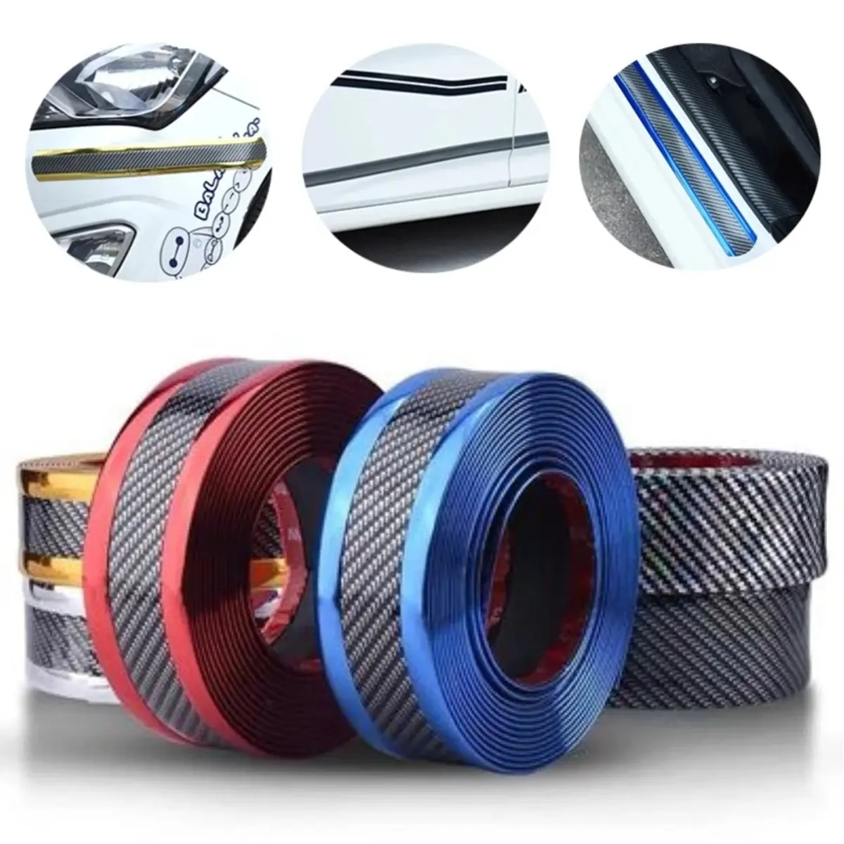 Anti Scratch Car Door Sill Protector Carbon Fiber Sticker Rubber Strip Threshold Guard for SUV Sedan Truck Universal Fit Easy Installation