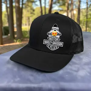 HL Barley Chick Biker Style Trucker Hat Leather Patch Hat Richardson 112