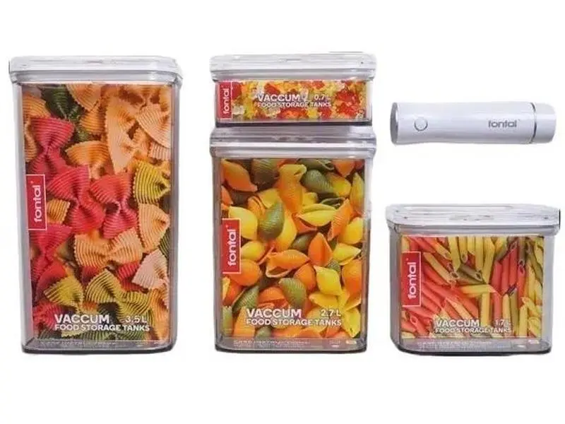 FONTAL Electric Vacuum Sealer Machine with 4 Airtight Food Storage Containers (0.7Qt / 1.8Qt / 2.8Qt / 3.7Qt) + 12 Vacuum Food Bags Gift