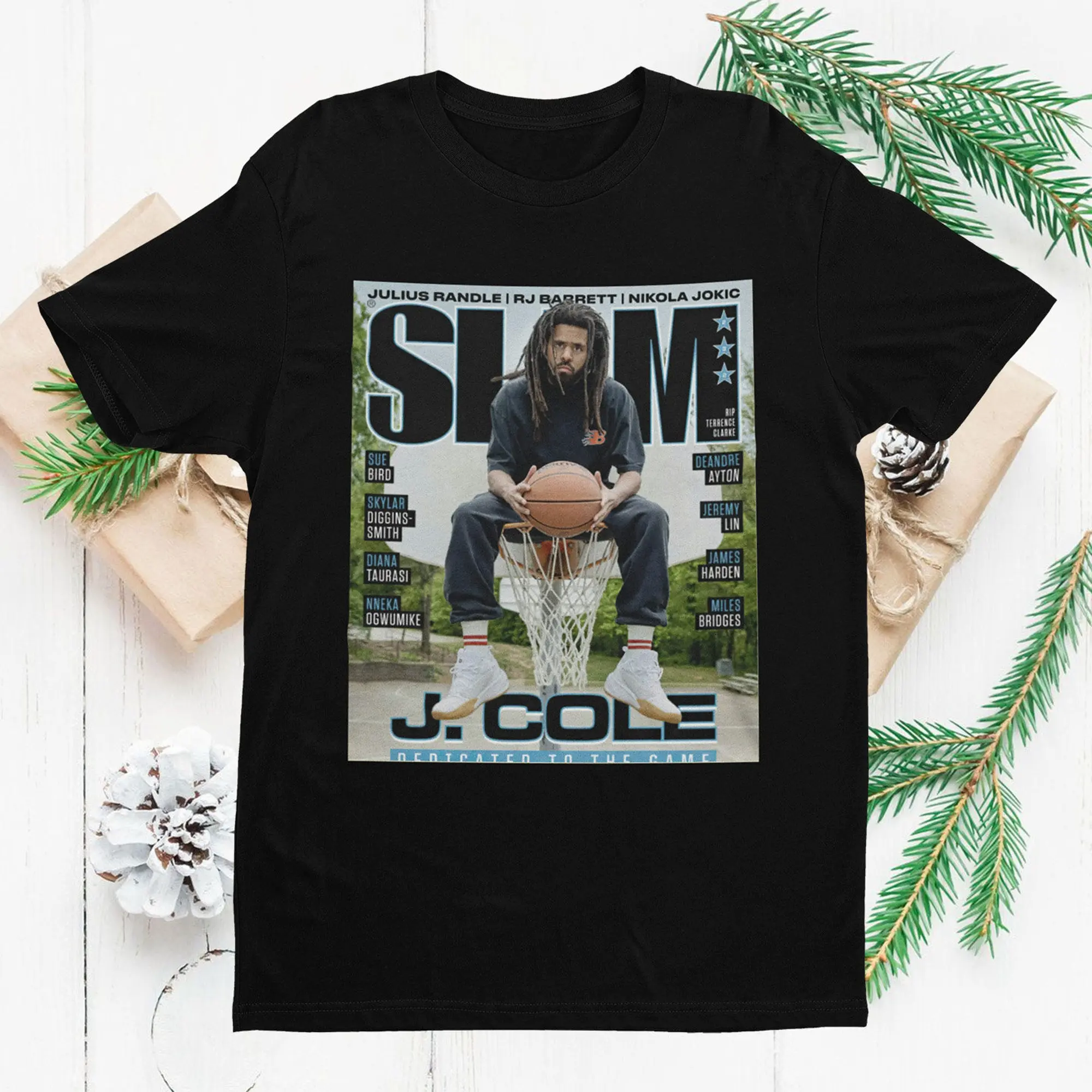 Slam J-Cole Poster Graphic Unisex T-Shirt, Julius Randle, RJ Barret, Nikola Jokic Slam Shirt