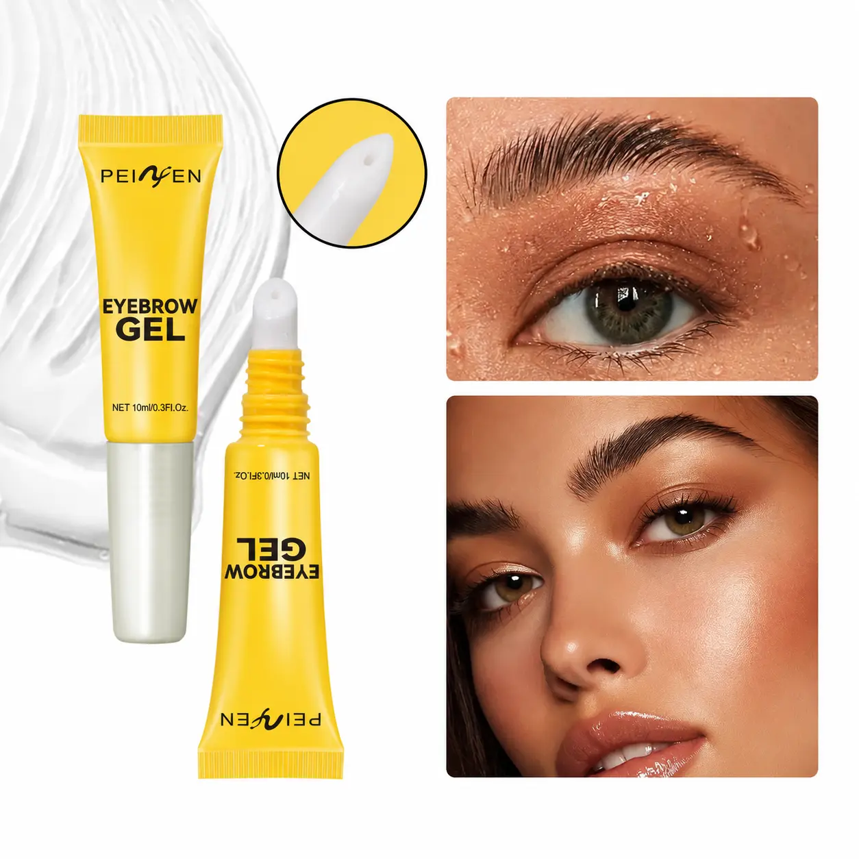 1/2-Pack Cosmetic Eyebrow Gel with Brush, 3D Natural Outline Shaping, Strong Hold, Waterproof, Sweat-Proof, Long-Lasting Transparency, Suitable for All Skin Types | Eyebrow Gel to Fix and Shape Brows, Clump-Free, Brow Fixer with Slim Precision Brush