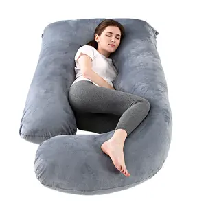 BabyBond U Shaped Pregnancy Pillow for Sleeping, 53in Full Body Maternity Pillow with Plush Dense Fill & Removable Velvet Cover, Support for Belly, Back & Hips for Women,  Mothersdaygift