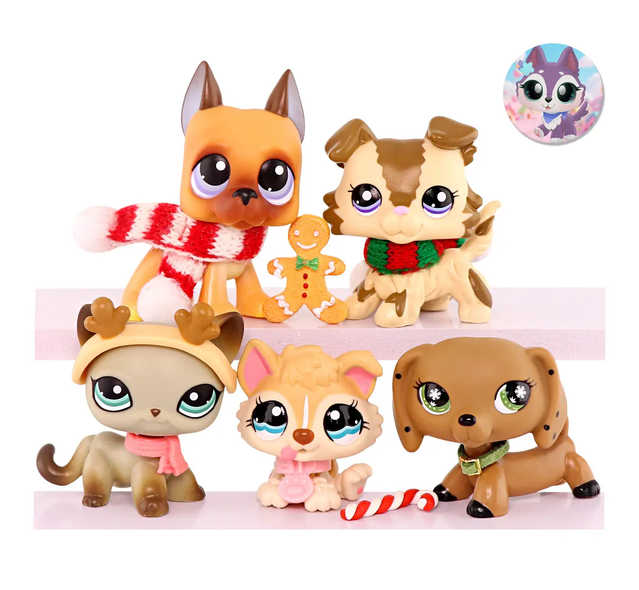 Mini Animal Figurines Toyset - 3-5 PC Set Figures, Collectible Models, Cat & Dog Breeds (Collie, Dachshund, Cocker Spaniel, Great Dane), Figurines for Collectors, Collectibles, Open Ended Play Kids' Christmas Gift, Unisex, Pretend Play