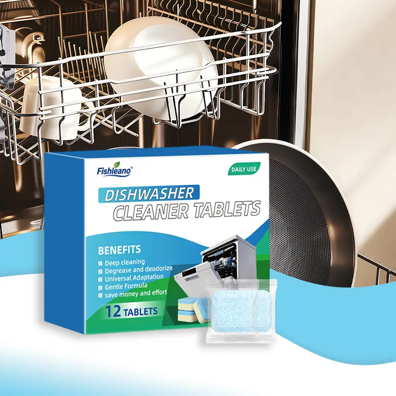 Dishwasher Cleaner Tablets (12-Pack)-Heavy-Duty Deep Clean & Deodorizer, Non-Toxic,Easy to Use