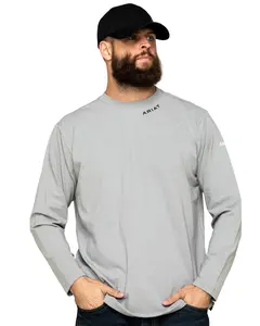 Ariat Men's Navy Fr Base Layer Long Sleeve Work T-Shirt Big And Tall - 10033210-Big