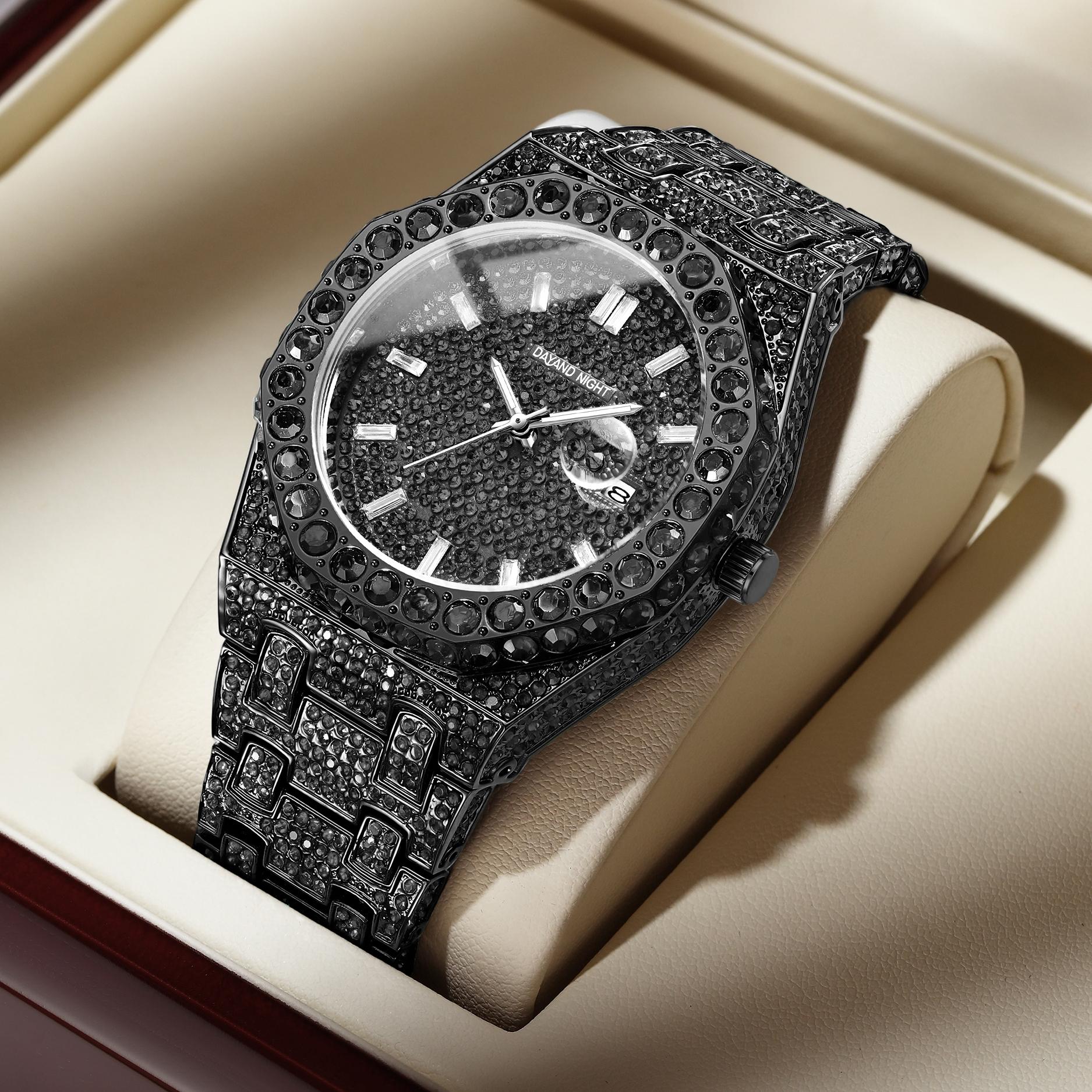 Black Tone Druzy Stone Women\'s Watch Trendy Fashion Stunning Crystal Bezel NWT Black JoJino Womens Diamond Watch Rectangular Shape Iced Out  main image 2