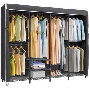 VIPEK V40C Covered Closet Organizer, Heavy Duty Freestanding Clothing Rack with Black Oxford Cover Closet System Portable Wardrobe for Bedroom Storage