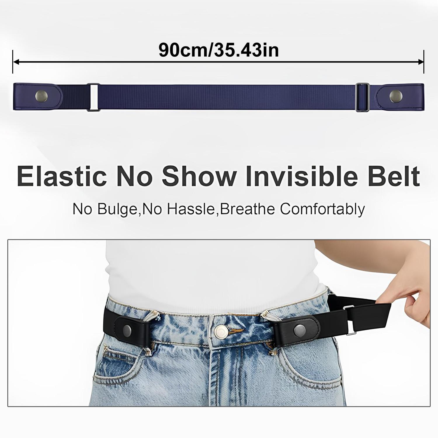 No Buckle Elastic Belt for Men & Women, Adjustable Invisible Stretch Belt with No Bulge for Jeans & Casual Outfits