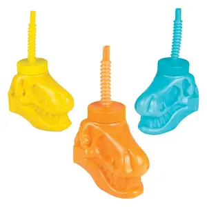 4 oz. Dino Dig Reusable BPA-Free Plastic Cups with Lids & Straws - 8 Ct.