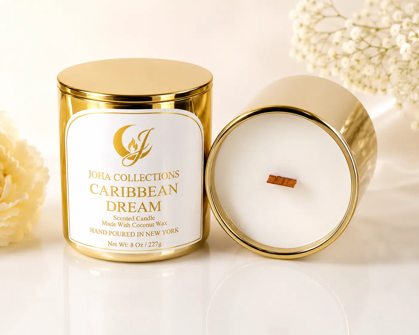 JOHA COLLECTIONS CARIBEBEAN DREAM scented candle-passion fruit & pineapple -8oz