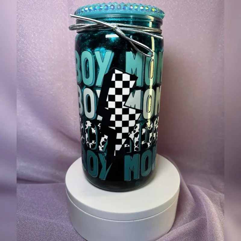 *Ready-to-ship* 16oz Acrylic “Cateye”Style- “Boy Mom”