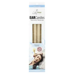 Wally's Natural Professional Collection Paraffin Ear Candles, Unscented, 4 Candles