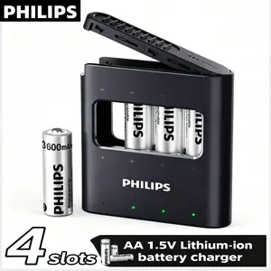 PHILIPS AA 3600mWh Rechargeable Batteries, 4 Count -1.5V for Xbox, PS5, and Blink Cameras, 1200 Times LongerLifespan