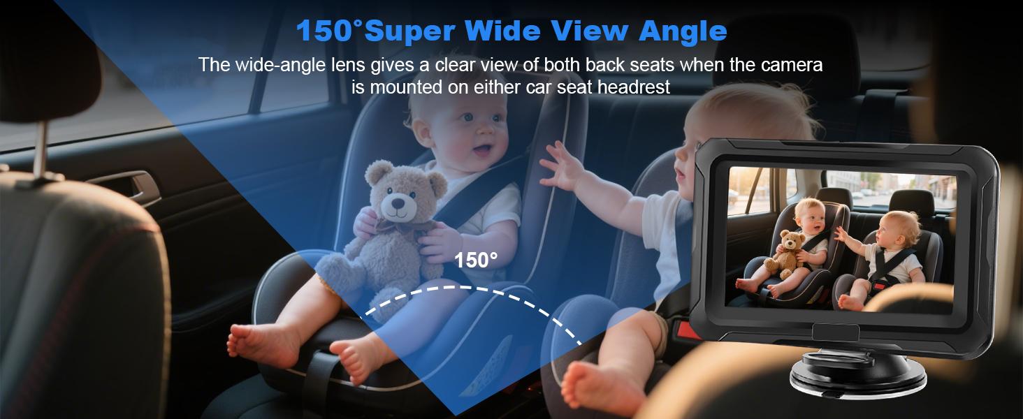 Baby Car Monitor with Night Vision HD 1080P Rear or Front Facing Secure Backseat Camera 4.3 Display Easy Install for Newborns Toddlers Infant Car Cameracar Monitor Safety