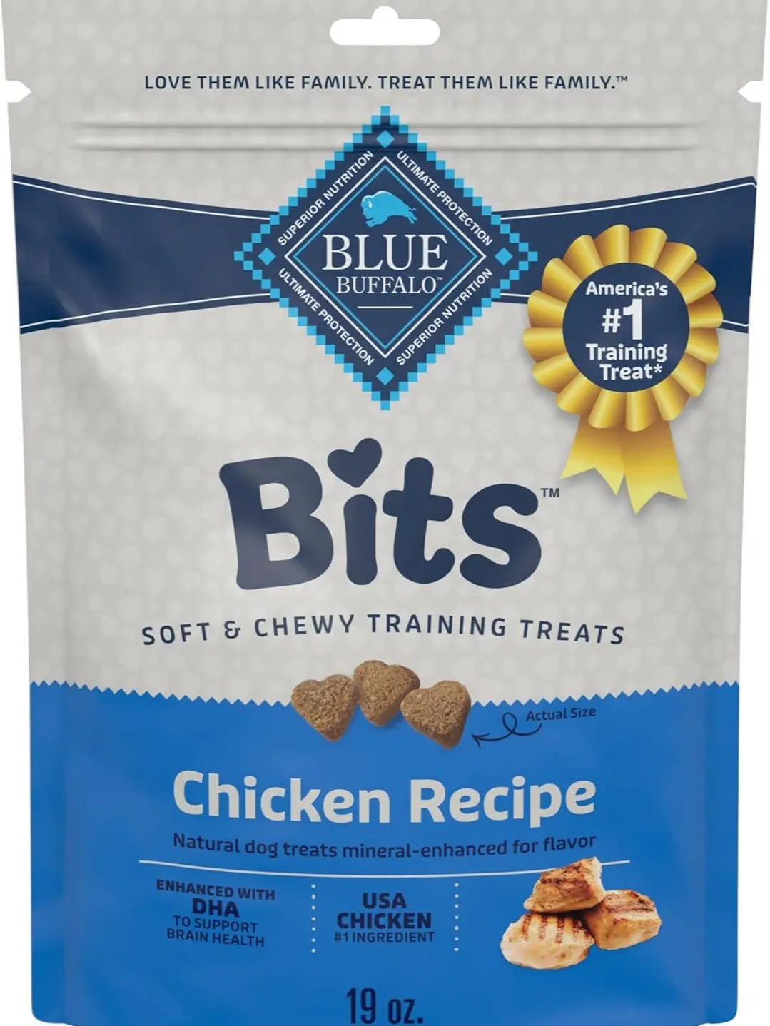 Bits Soft Dog Treats for Training, Made With Natural Ingredients & Enhanced with DHA, Chicken Recipe, 19-oz Bag