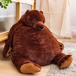Djungelskog Bear Giant Simulation 100 Cm Bear Toy Stuffed Animal Plush Doll Huge Cuddly Dark Brown Teddy Bear for Home Decoratio