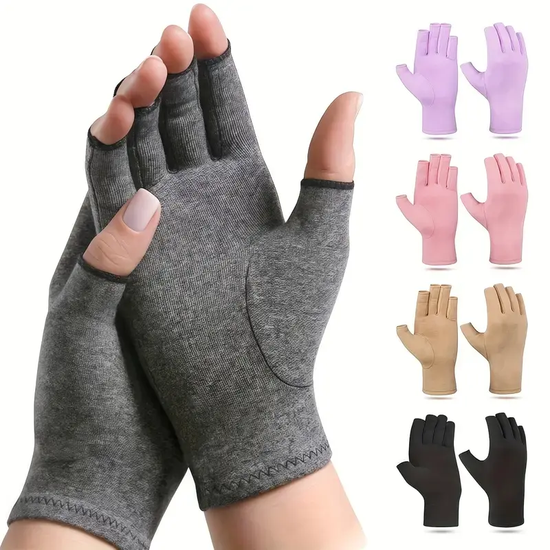 Premium Fingerless Compression Gloves for Daily Use, Typing, Sports & Fitness, Workout Gloves, Unisex Thumb Support Open Hand Sleeves, Christmas Gift Idea, Outdoor Sports Gloves