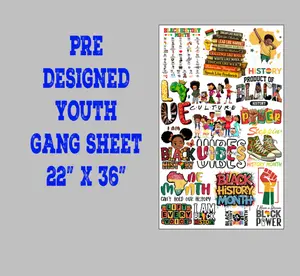 Youth Black History DTF Transfer Gang Sheet | 22" wide x 36" long DTF Gang Sheet | Ready to Press Tshirt Transfers