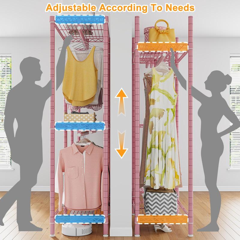 Raybee Clothes Rack Heavy Duty Clothing Rack Load 905LBS Clothing Racks for Hanging Clothes Rack Metal Garment Rack Heavy Duty Clothes Rack Free Standing Wardrobe Closet Organiser Hangable, 77" Hx75 Wx17.8 D [NewYearNewMe]