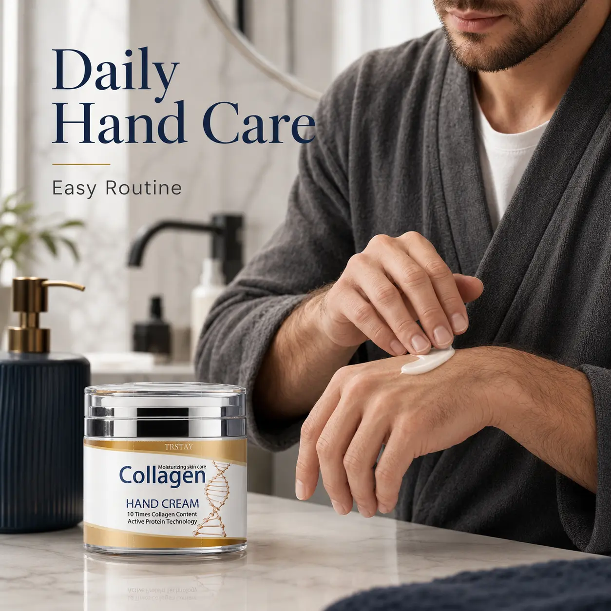 men's hand cream, specially formulated for dry skin; lightweight and hydrating, it leaves hands soft and smooth—an essential for daily hand moisturization.