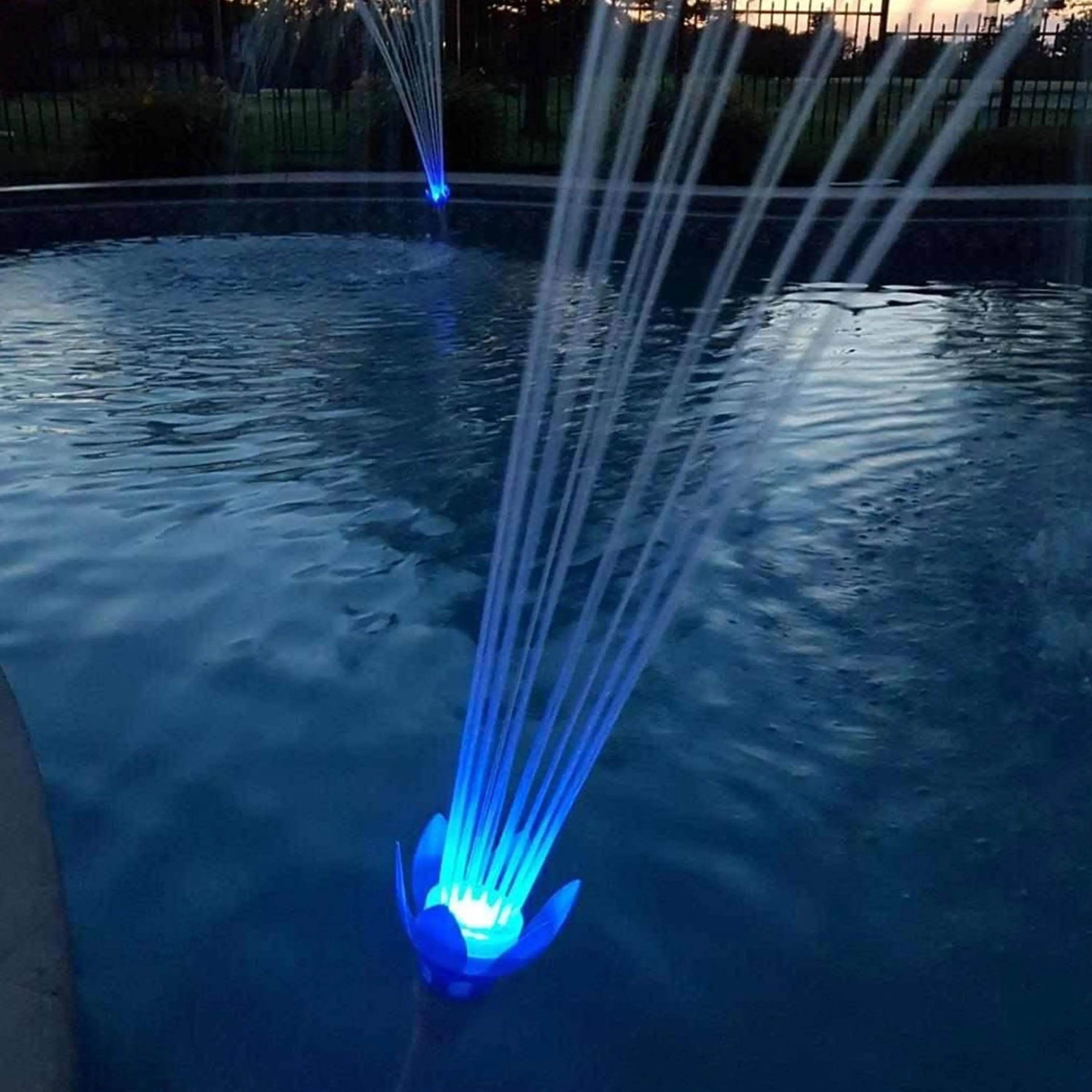 Magic Pool Fountain Water Powered Swimming Pool Fountain w/ Multicolor LED Bulb for INGROUND POOL ONLY 1.5-inch Thread Jet Outlets