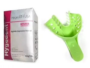 Hygedent USA Grills Dentures Mold Mouth Impression Kit - 1lb Alginate & 12 Medium Lower Trays
