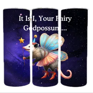 Fairy Godpossum 20oz. double walled Stainless steel tumbler with straw and cleaning brush