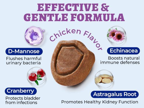 Wellix Dog Urinary Bites, 260-Count High Count Bulk Pack with Cranberry, D-Mannose & Fish Oil, Chicken Flavor