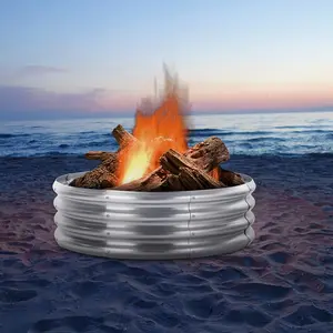 5x5x1ft/4x4x1ft Fire Pit Spark Screens Land Guard Galvanized Raised Garden Bed Kit, Galvanized Planter Raised Garden Boxes Outdoor, Round Large Metal Raised Garden Beds for Vegetables,Boxes