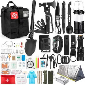 Kit, 250Pcs Gear First Aid Kit with Molle System Compatible Bag and Emergency Tent, Emergency Kit for Earthquake, Outdoor Adventure, Hiking, Hunting, Gifts for Men Women
