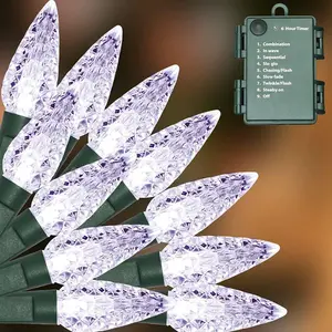 C6  Operated Christmas Lights, 50 LED 17FT Christmas Lights with 8 Modes,  Christmas Decoration for Christmas Tree Wresth Garland  Decor(White)