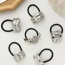 Women's Elegant Texture Metal Hair Tie Set, Versatile Hair Accessories for Daily Wear, Casual Versatile Party, Banquet Hair Accessories, ElasticsBand, Elastic Hair Accessory