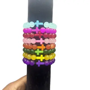 Handmade Beaded Cross Bracelets with Colorful Beads