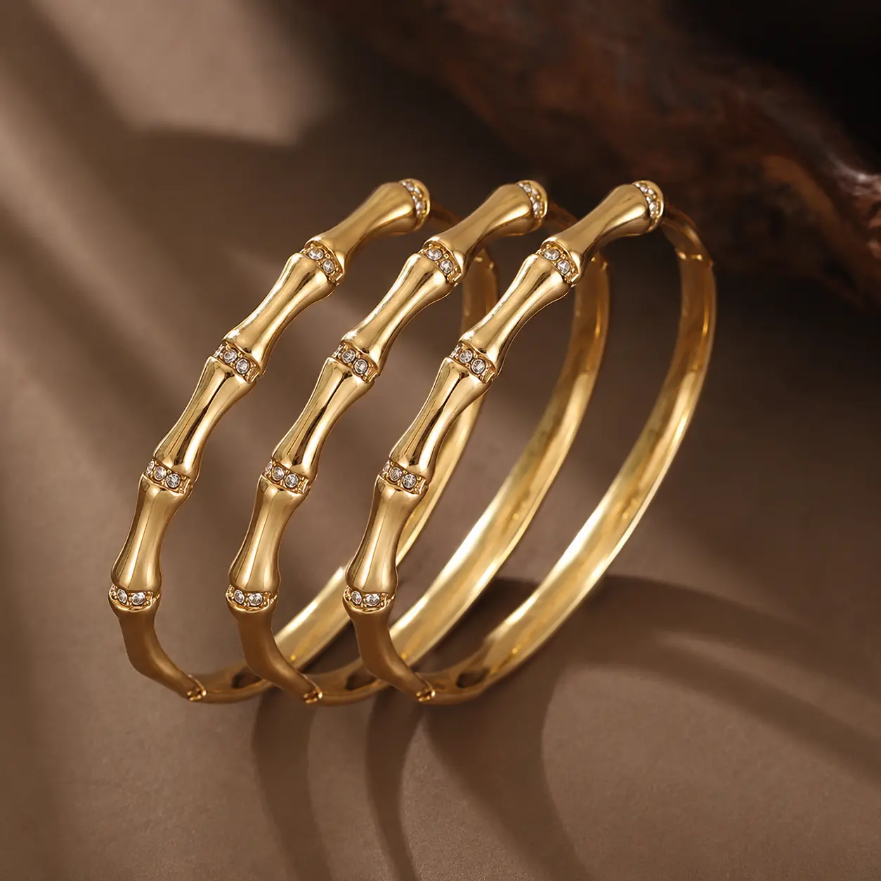 Luxury 18K Gold-Plated Bamboo bracelet Bangle for Women Waterproof Fashion Jewelry Birthday Gifts Anniversary Gifts Jewelry for Women Girls Christmas Gifts - Gift for Her Under $20-Women’s Jewelry Sale- Stainless Steel Jewelry