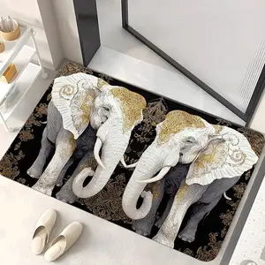 Luxurious Elephant Pattern Rug, Anti-Slip Home Entrance Mat, Fashionable Hallway Decorative Mat, Absorbent Floor Pad