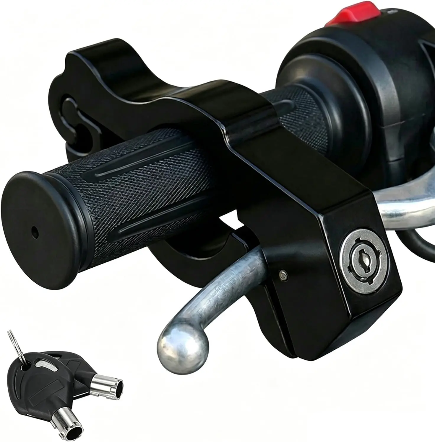 1-Piece Aluminum Alloy Motor Parts Accessories, Secure Motorcycle Theft Lock with Solid Finish, Universal ATV/Motorbike/Scooter Accessory (Fits Under 1.5" Handlebars)