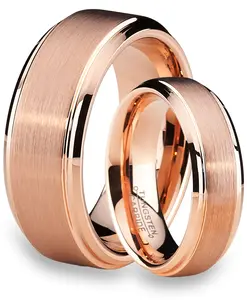 His & Hers Rose Goldtone Tungsten Wedding Band Ring High Men Women 6MM/8MM