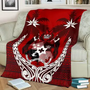 New Zealand Advanced Maori Blanket - Tonga Polynesian Coconut Advanced Maori Blanket, All-Season Flannel Quilt With Geometric Patterns, Vintage Style, 250-300G/M², Bedding Accessory |   Vintage Style Blanket |   Soft Texture Blanket, Blanket For