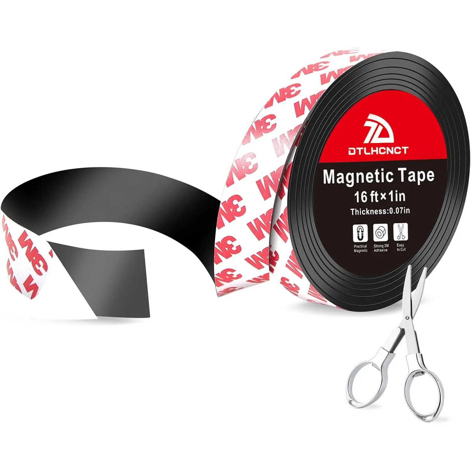 1 Inch x 16 ft Strong Adhesive Backing Magnet Strip Tape Roll, 0.07" Thick Magnetic Strip for Kitchen Organization, Home/Office Use, 1 Inch X 16 Feet