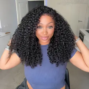 4C Curly Edges Ready to Go Glueless Lace Front Wigs Human Hair Pre Cut Pre Bleached 8x5 Closure Wig 220% Density Human Hair Wig Pre Plucked 13x4 Lace Frontal Wigs With Natural Hairline