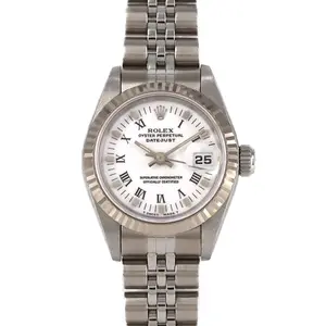 Pre-owned ROLEX 18K White Gold (Au750) Small Leather Goods Datejust Stainless Steel White Gold Automatic