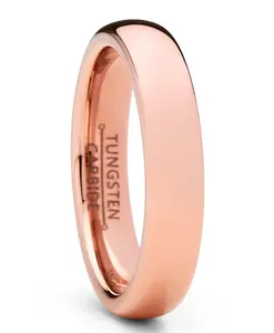 Men Women Unisex Rose Gold Tone Tungsten Wedding Band Engagement Ring 4mm Dome