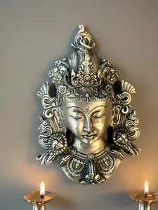 Beautiful Antique Brass  Goddess Tara Mask for Mandir , Home Décor , Indian Festive Décor Indian Decor Gift