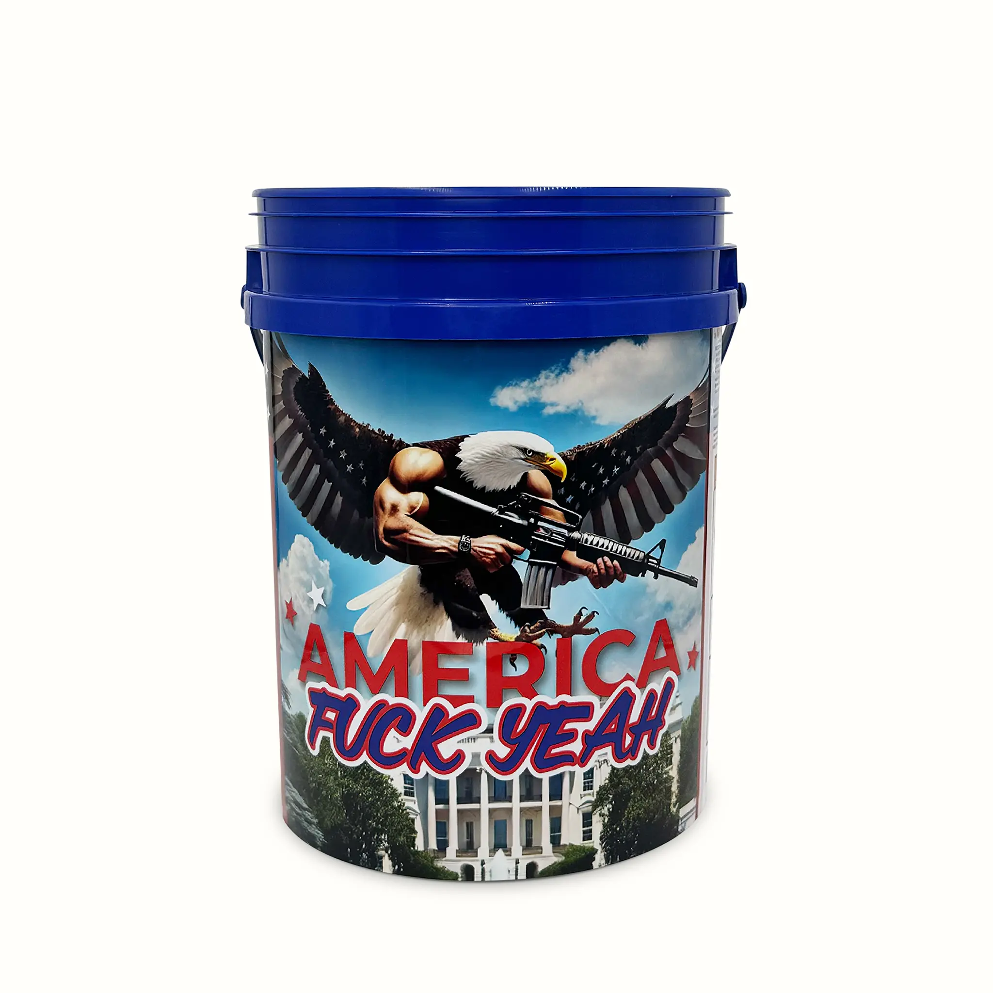 AMERICA F*CK YEAH BUCKET 5 Gallon Round Durable Patriotic Funnel for BBQs Tailgates & Job Sites UV Resistant BPA Free Polypropylene Food Grade